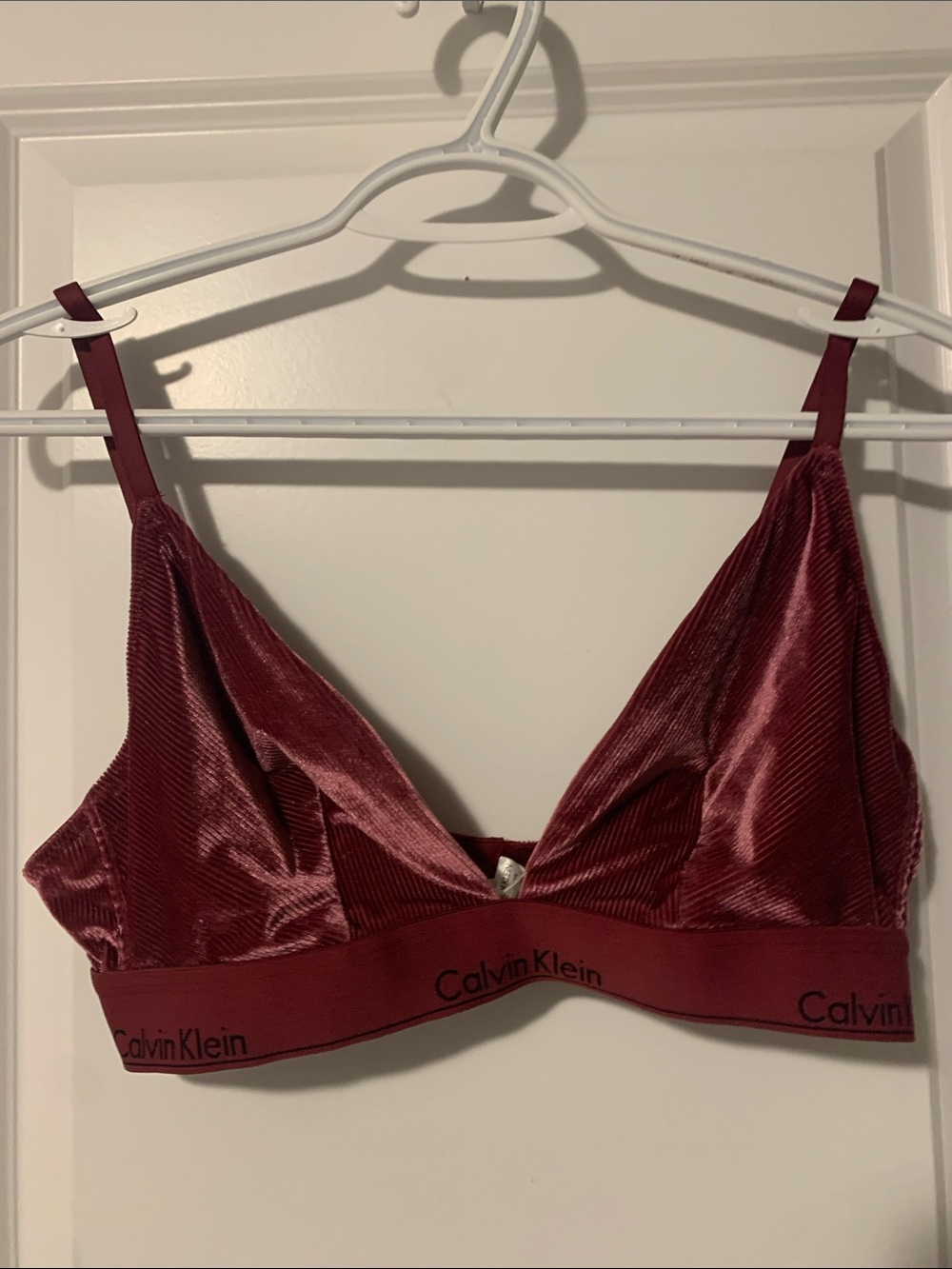 Calvin Klein Velvet Bralette in Wine XL
